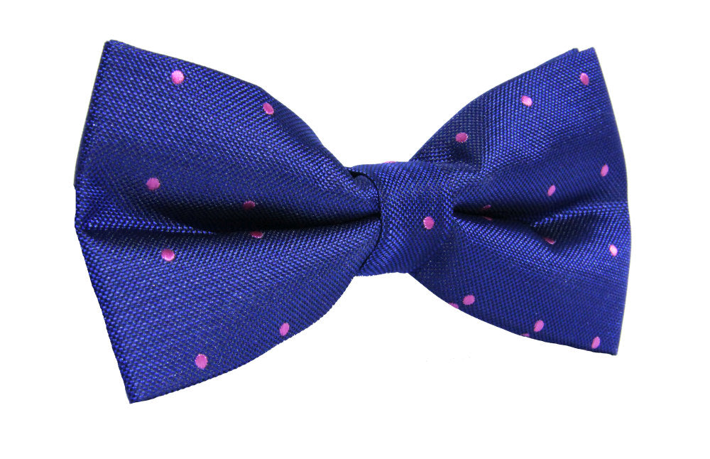 Navy Pink Polka Dot Bow Tie