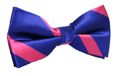 Navy Red Pink Stripe Bow Tie