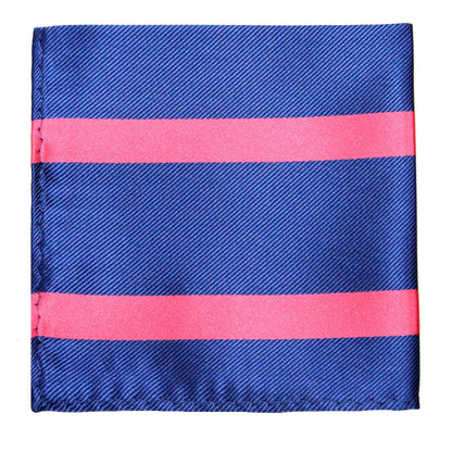 A refined blue pocket square with parallel pink stripes complements our Modern Gentleman Accessories. Pair it with the Navy Reddish Pink Stripe Business Tie for a cohesive look in the Business Tie Set.