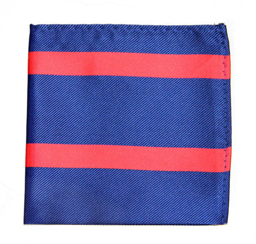 Navy Red Stripe Business Tie & Pocket Square Set