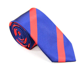The Navy Red Stripe Business Tie & Pocket Square Set from AusCufflinks features an elegant diagonal red pattern, ideal for a polished look.