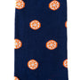 Orange socks with white and orange patterned design, offering heel to toe citrusy comfort.