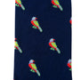 Introducing the Parrot Socks: These navy blue socks are embellished with a tropical motif, showcasing a vibrant parrot pattern that repeats throughout for a touch of whimsy.