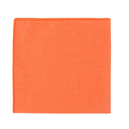 The Peach Orange Cotton Pocket Square, with its textured appeal, makes a stylish statement against a white background.