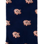 The Pig Socks in navy blue feature a delightful pattern of small pink pig illustrations, merging comfort with style effortlessly.
