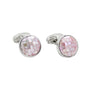 The Pink Crystal Dome Cufflinks, featuring round, pink and white checkered inlays, exude a touch of graceful style.