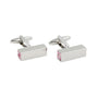 A pair of elegant silver cufflinks with 4 Pink Stone Cufflinks.