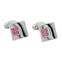 The Pink Diamonte Cufflinks feature four pink gemstones arranged in a square on silver, representing premium craftsmanship. They're perfect for luxury fashion enthusiasts and add elegance to any outfit.