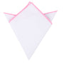 A Pink Edge White Pocket Square folded into a triangle, exuding a style of soft elegance.