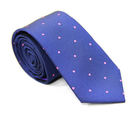 Navy Pink Polka Dot Business Tie & Pocket Square Set