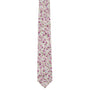 The Pink Roses Floral Skinny Cotton Tie embodies timeless style with its light coloration and pattern of small pink and green floral designs, reminiscent of azure skies.