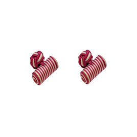 The Pink & White Barrel Cufflinks, with their striped cylinders and round knot fastenings, add a touch of contemporary elegance to your attire.