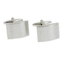 A pair of Plain Silver Cufflinks with a smooth, slightly curved surface and bullet back closures, exuding subtle sophistication and simply elegant design.