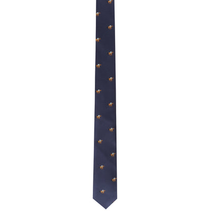 A dashing Racing Enthusiast Necktie with brown circles, imparting an air of elegance.