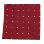 The Red White Polka Dot Pocket Square features a square design with small white polka dots evenly spaced throughout, making it perfect for adding a touch of holiday style.