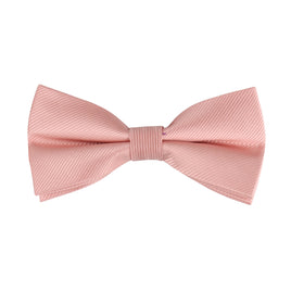 The Rose Gold Bow Tie, with its ribbed texture and perfect knot, is ideal for black-tie events and displayed on a white background.