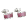 Sapphire Pink Cufflinks, with rectangular pink inlays, featuring a polished finish and a touch of pink sophistication.