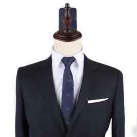 A Sausage Dog Slim Tie exuding quirky charm on a mannequin dummy.