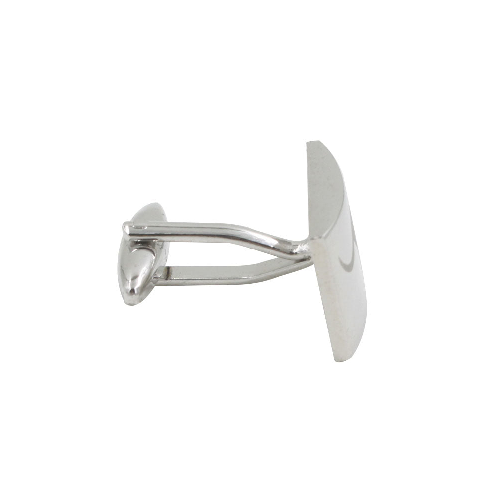 Side view of a single Silver Kangaroo Cufflink with a rectangular face and a T-bar fastening mechanism, embodying Australian elegance.