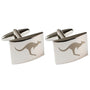 A pair of Silver Kangaroo Cufflinks features an engraved kangaroo silhouette on each, capturing the essence of Australian elegance.