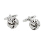 Product Description: Silver Knot Cufflinks - A pair of silver cufflinks with a sophisticated knot design, perfect for adding a touch of tangled elegance to any outfit.