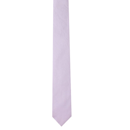 A blush purple skinny tie on a white background.