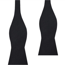 Two untied Silk Black Self Tie Bow Ties are shown against a white background, each with a simple yet timeless butterfly shape.