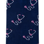 Close-up of Stethoscope Socks in navy blue, showcasing a playful pattern of pink and white stethoscopes—ideal for healthcare professionals.