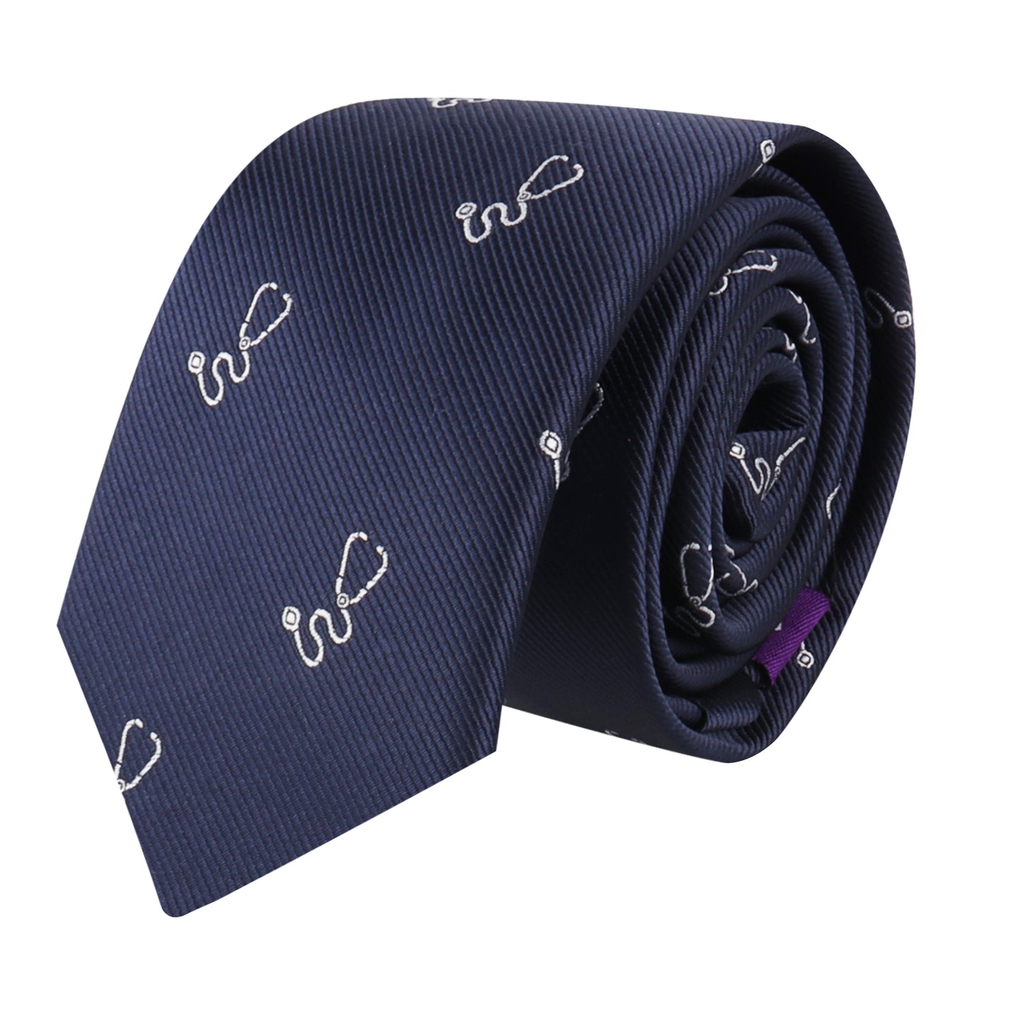 An extraordinary Stethoscope Skinny Tie with a white arrow on it.