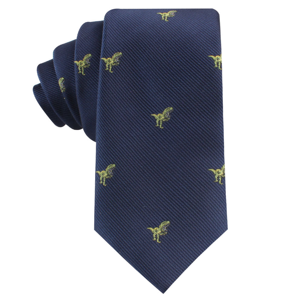 A T-Rex Dinosaur Skinny Tie, perfect for playful dinosaur enthusiasts.