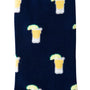 Tequila Socks: Navy blue party socks featuring small beer mugs topped with lime wedges—ideal for tequila lovers.