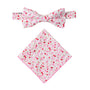 Tonal Pink Azalea Floral Cotton Bow Tie & Pocket Square Set