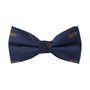 A blue Cat bow tie with brown animals on it, perfect for a fashionable meow-ment.