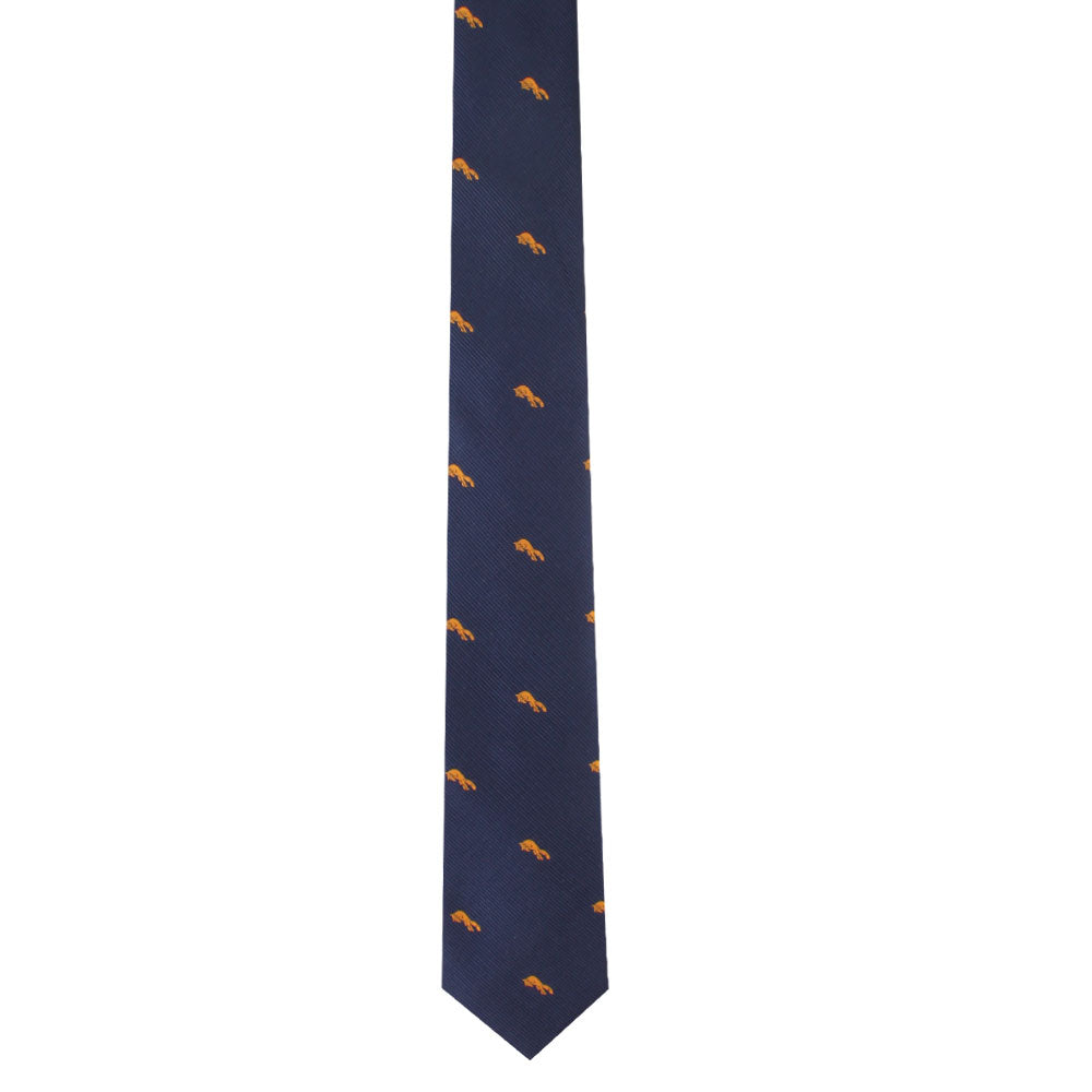 Orange Fox Skinny Tie boasting a wild allure, adorned with a charming pattern of small orange elephants.