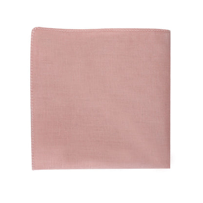 A nice Blush Pink Bow Tie and Pocket Square Set on a white background.