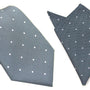 Elegant in monochrome: the Grey White Polka Dot Business Tie & Pocket Square Set.