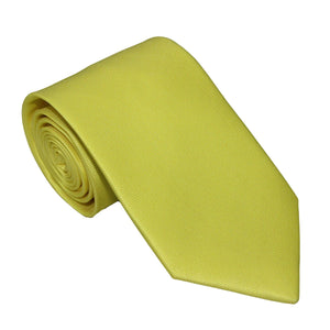 The Classic Yellow Skinny Tie, featuring a striking textured pattern, is gracefully rolled up and set against a white background to enhance the visual appeal.