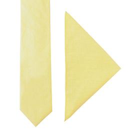 Yellow cotton business tie and pocket square set by AusCufflinks